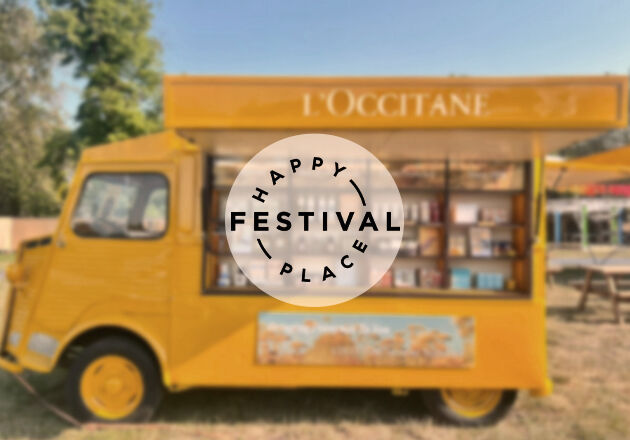 Yellow Locci Truck with Happy Place Festival Logo