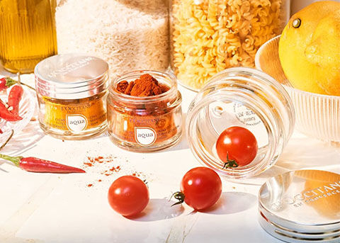 Aqua R&eacute;otier Glass Face Cream Pots, Reuse, Spice Jars, Kitchen 