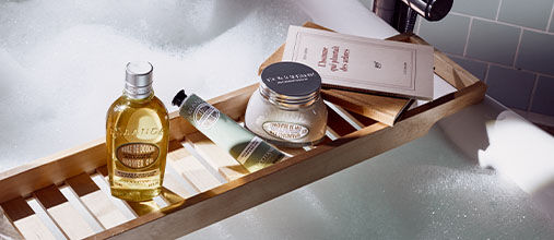 The image shows the L'OCCITANE Almond Shower Oil