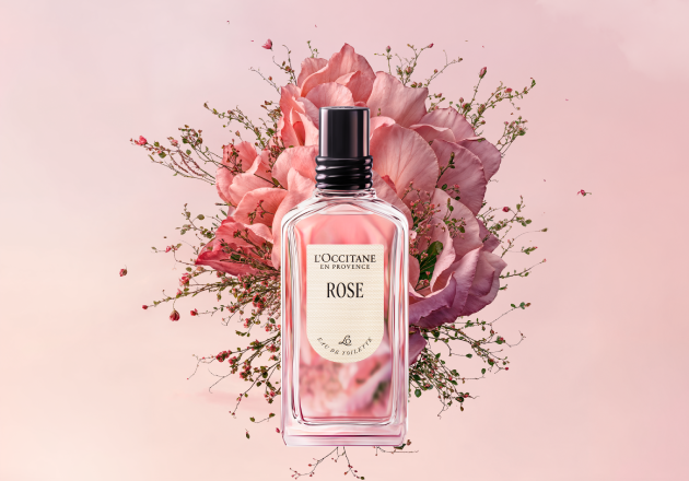 L'OCCITANE Rose Collection, Floral, Delicate, Pink Roses, Leaves, Rose Eau de Toilette, Rose Shower Gel, Rose Fresh Mist, Rose Hand Cream