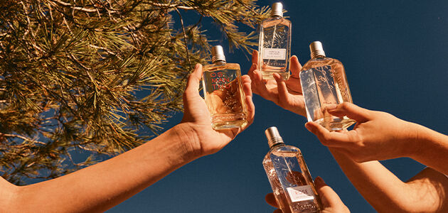 Three people holding L'OCCITANE Osmanthus Eau de Toilette, L'OCCITANE Neroli & Orchidee Eau de toilette, L'OCCITANE Cherry Blossom Eau de Toilette 
