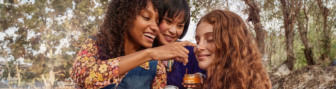 A group of girl friends smiling and having fun