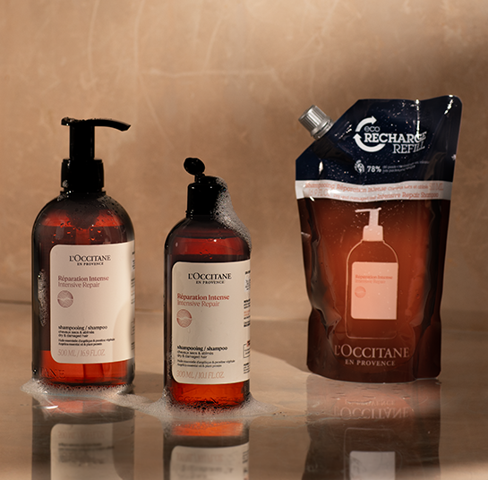 L'OCCITANE Luxury Intense Repairing Shampoo & Intense Repairing Shampoo Eco-Refill, L'OCCITANE Luxury Intense Repairing Conditioner & Intense Repairing Conditioner Eco-Refill, Reduce Waste