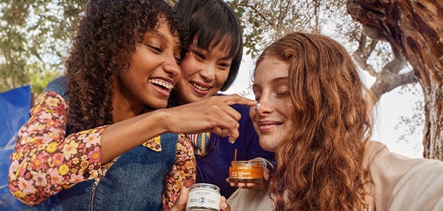 A group of girl friends smiling and having fun