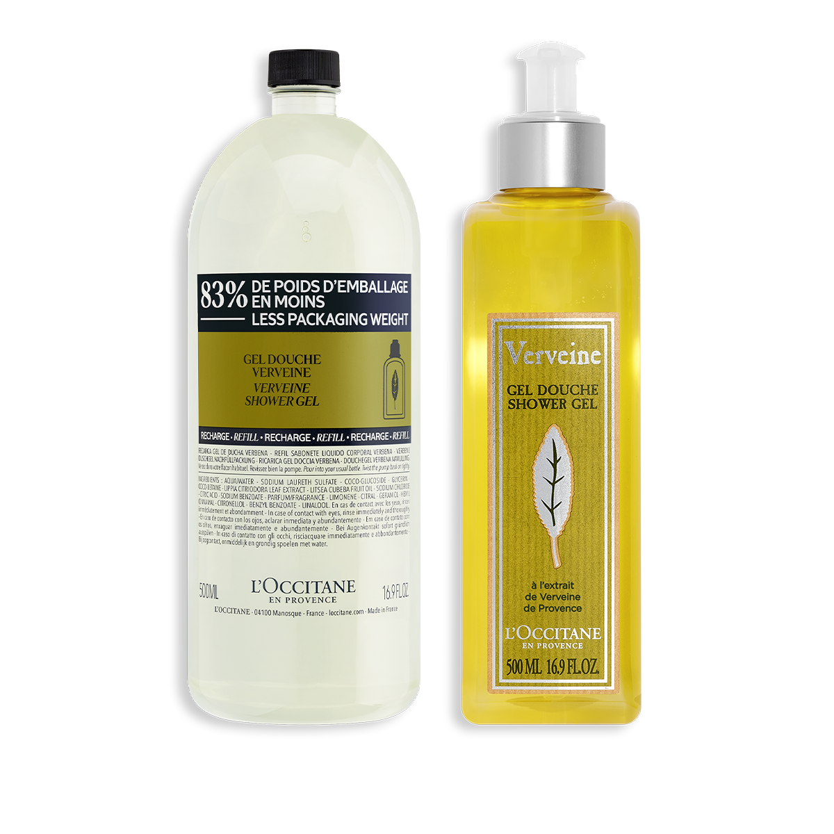 Classic Verbena Shower Gel 500 ml and Refill 500 ml Set | L'Occitane